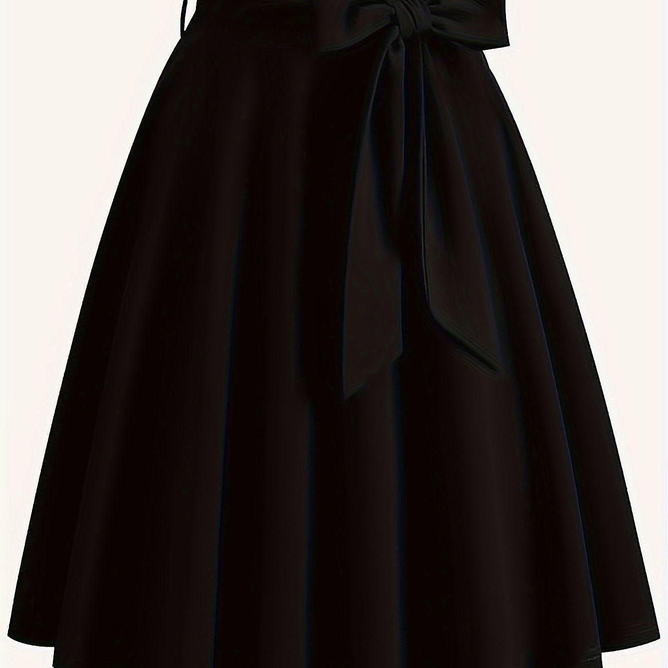 

Plus Size Women s Retro Elegant Midi Skirt - Versatile Solid Color 4XL чорний