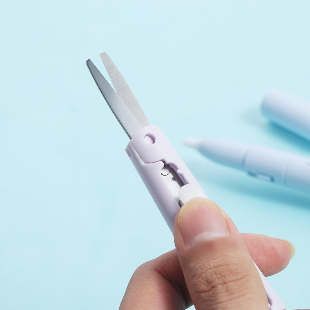 1pc Mini Portable Scissors Paper Cutter Knife 2 In 1 Multifunctional Pocket Pen Shape Scrapbooking Carving Cutting Art Tools