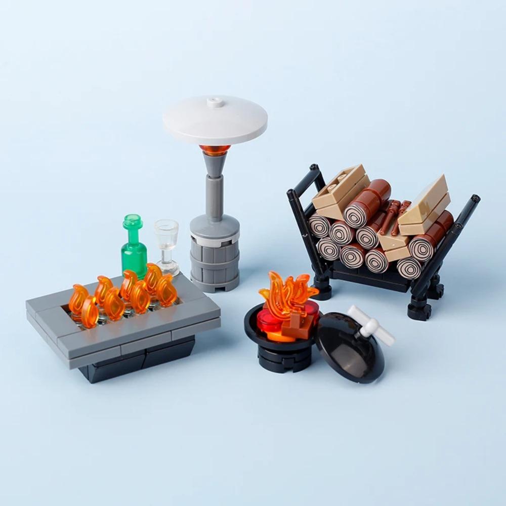 MOC Halloween Building Blocks Model Decorations Medieval Witches Vampires Thrones Kitchen Street Lamps Tombstones Toy Gift S025