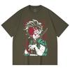 230 Gsm 100% Cotton Demon Slayer V42 Demon Tanjiro Print Unisex Heavy Cotton T Shirt