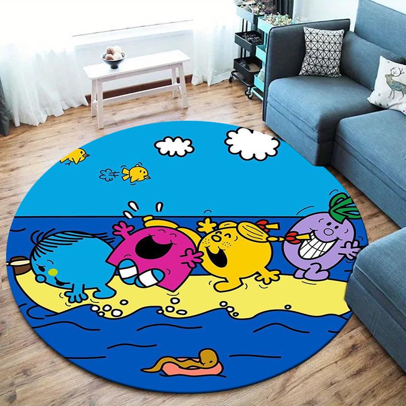 Herr. Herren Teppich Little Miss Rund, Teppich für Wohnzimmer Schlafzimmer Sofa Spielzimmer Dekor, Rutschfeste Bodenmatte