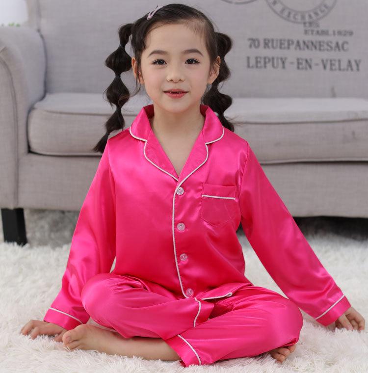 Children's Ice Silk Pajamas Set - Comfortable Summer Sleepwear for Boys and Girls
