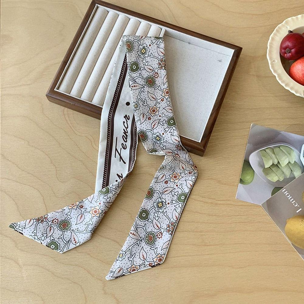 Retro Floral Scarf Ribbon Long Scarves Fashion Scarf Headband  Spring Summer