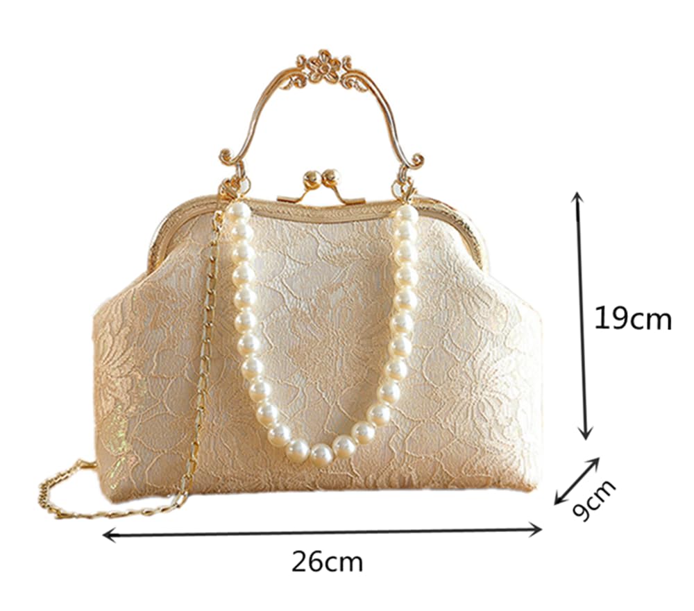 Yuanli Damen-Clutch, Hochzeits-Handtasche, Umhängetasche, Formale Abendtasche, Elegante Spitze-Party-Tasche mit Kette, 2-Wege-Design, Perfekt für den Eingang