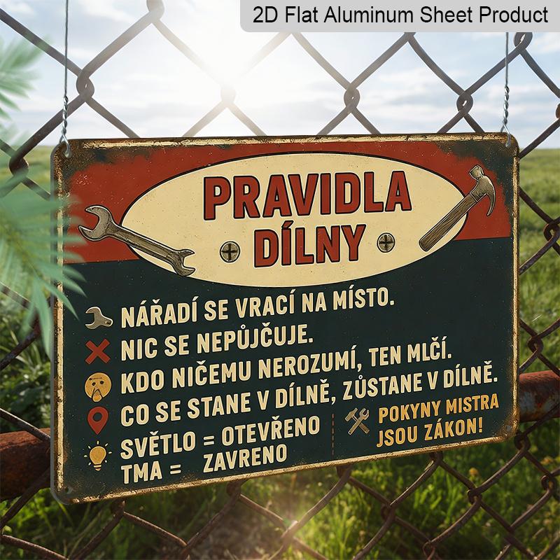 2D Flat 1pc Vintage Czech Slogan Metal Wall Art - Funny Construction Worker Quotes, Retro Garage Decor with Wrench Graphic - Heavy-Duty Aluminium