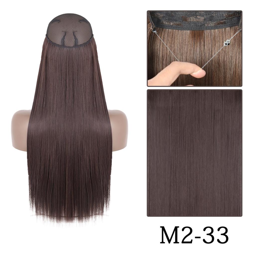 XINRAN Moda Damska Kolor Ombre Niewidoczny Długi Doczepiany Włos Syntetyczny Włókno Długie Falowane Ombre Cosplay Codzienne Noszenie Bez Klipsów Przedłużanie Włosów