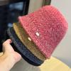 Bunter Farbverlauf Gestrickte Beckenmütze Herbst und Winter Schlichte und Vielseitige Fischerhut Wärme Ohrenschutz Temperament Eimerhut