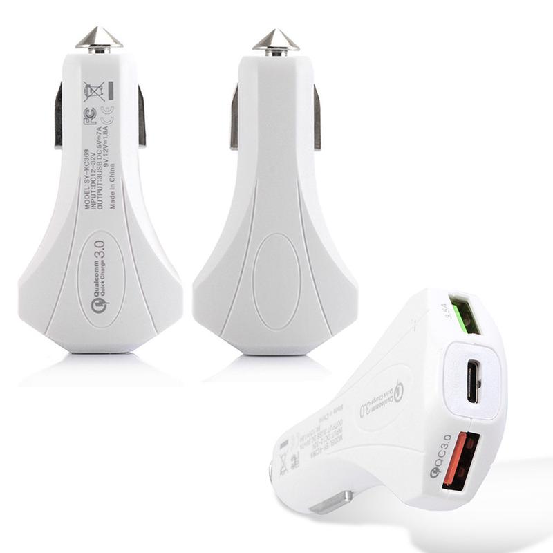 Universal 12V-24V QC3.0 Quick Charger with Dual USB Type C Port Car Suv Fast Power Charging Adapter