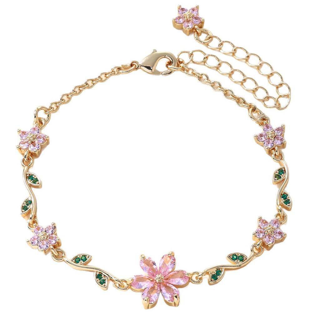 Charming Heart Flower Butterfly Bracelet: Valentine's Day Gift in INS Style Zircon & Copper.