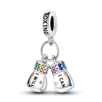 Charms Copper Dreamy Colored Boxing Glove Charms Fit Beads Plata Authentic Bracelet Beads Women Jewelry Crafting Diy