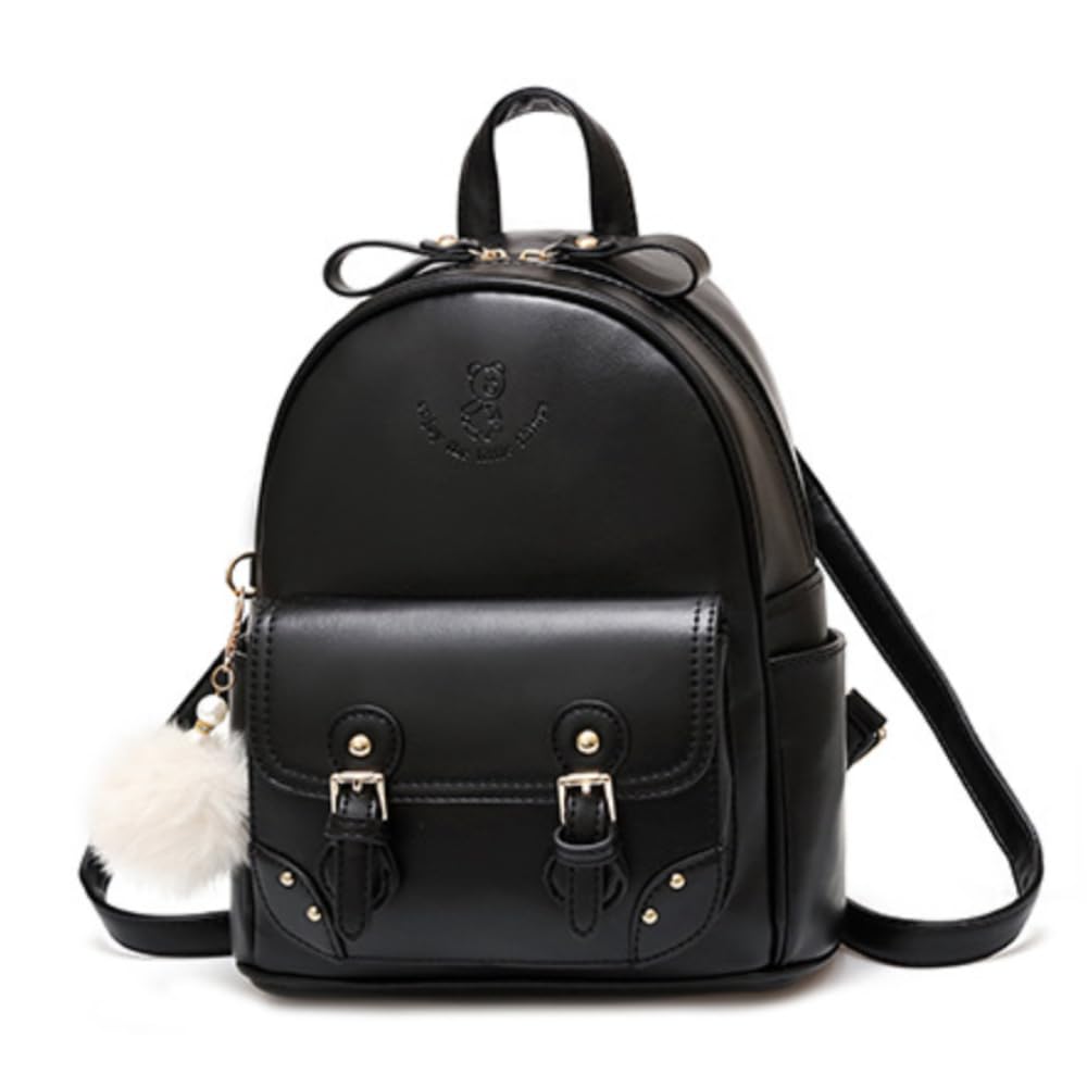 

For Commuting to Work or School [seizar] Women s Backpack, Small, Cute, Leather, Water-Repellent, Popular, (Black) чорний