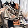 Elegant Flowers Jacquard Pashmina Imitation Cashmere Scarf Winter Thick Warmth Two-Sided Shawl Coldproof Windproof Blanket Scarf