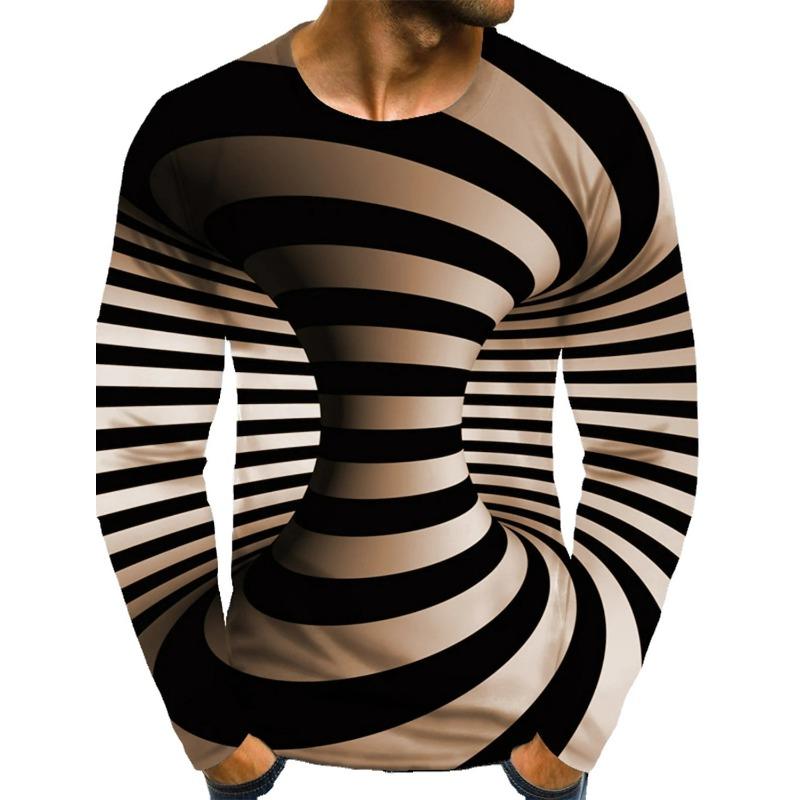 3D Printed Trend Long Sleeved Fashion Round Neck T-shirt