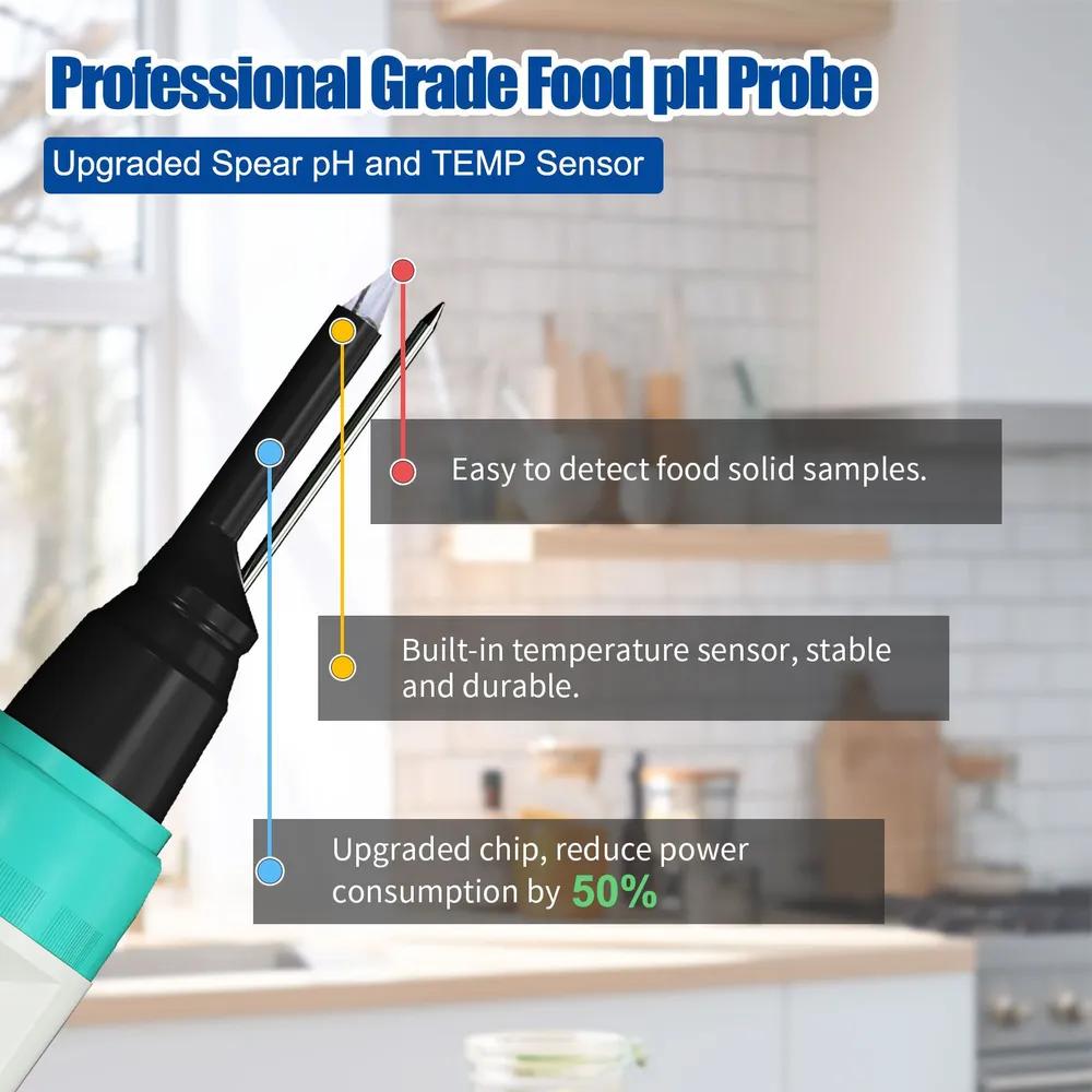 Digital Food PH Meter 0.01 Resolution PH / Temp Sensor High Precision Waterproof PH Tester For Meat, Dough, Sausage, Cheese Cosmetics