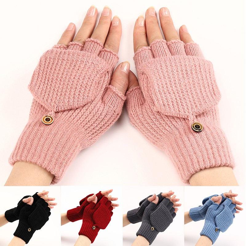Fingerless Mittens Knitted Gloves Warm