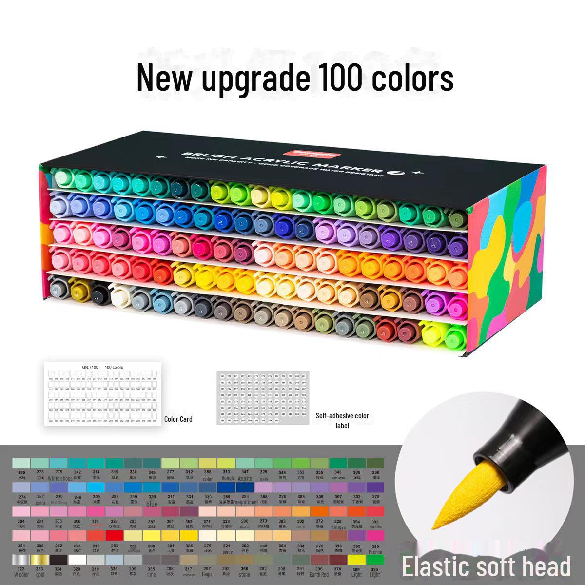 

Набор акриловых маркеров с мягкой кисточкой, расписанный вручную, 12, 24, 36 цветов, черный. 100 color sets