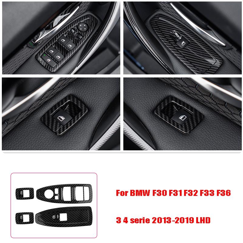 Carbon Fiber Pattern Car Stickers Gear Shift Panel Cover Interior Trim For BMW F30 F31 F32 F36 3 4 Series 2013-2019 LHD