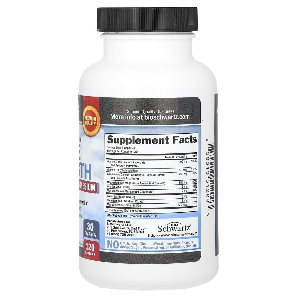 Bone Strength, Calcium + D3, K2 & Magnesium, 120 Capsules