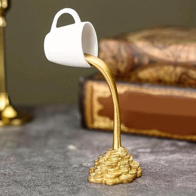 Floating Coffee Cup Mug Sculpture Fengshui Ornament Office Resin Statue for Club Restaurants Hotel Party Cafe