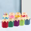 Color Pencil Head Pen Holder Student Office Study Stationery Desktop Storage Bucket Hexagonal Pen Holder Contrasting Color Induction Holder