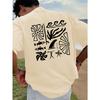 Men Surf Graphic T-shirt Black Yellow Tropical Beach Design Resort Short Sleeve Top Round Neck Top