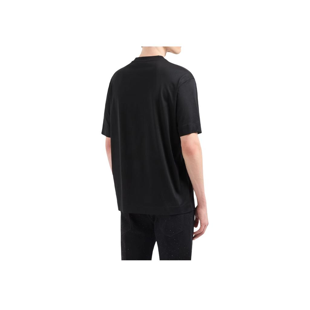 Emporio Armani Clubwear Capsule Collection Plain Knit Crew Neck Short Sleeve T-Shirt Men Tops Black EM001493-AF10017-UC001