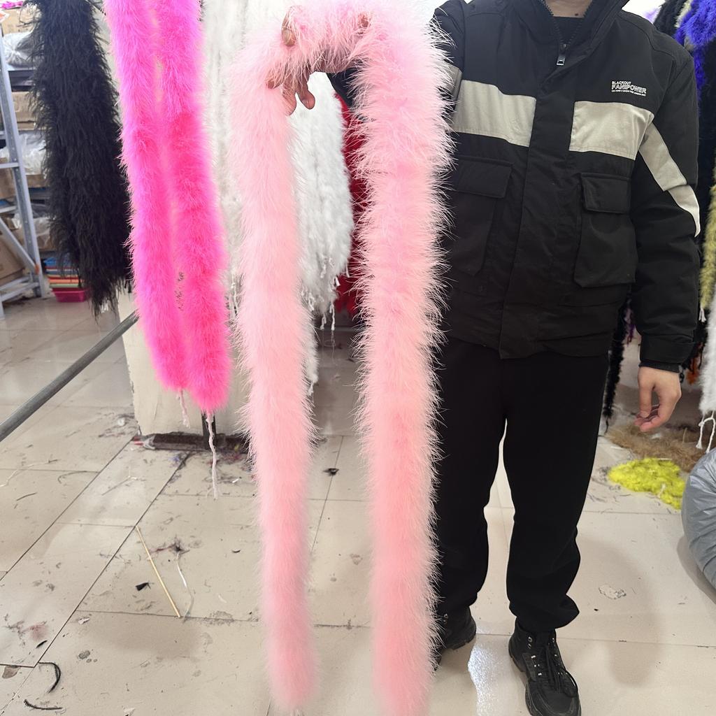 DIY 50Gram Pink Fluffy Turkey Marabou Feathers Boa for Wedding Carnival Dress Costumes Decoration Scarf Shawl Boas Sewing Crafts 2M
