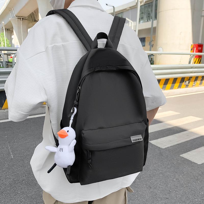 Solid Color Student Schoolbag Male Large Capacity Travel Backpack Female Junior High School Student Backpack