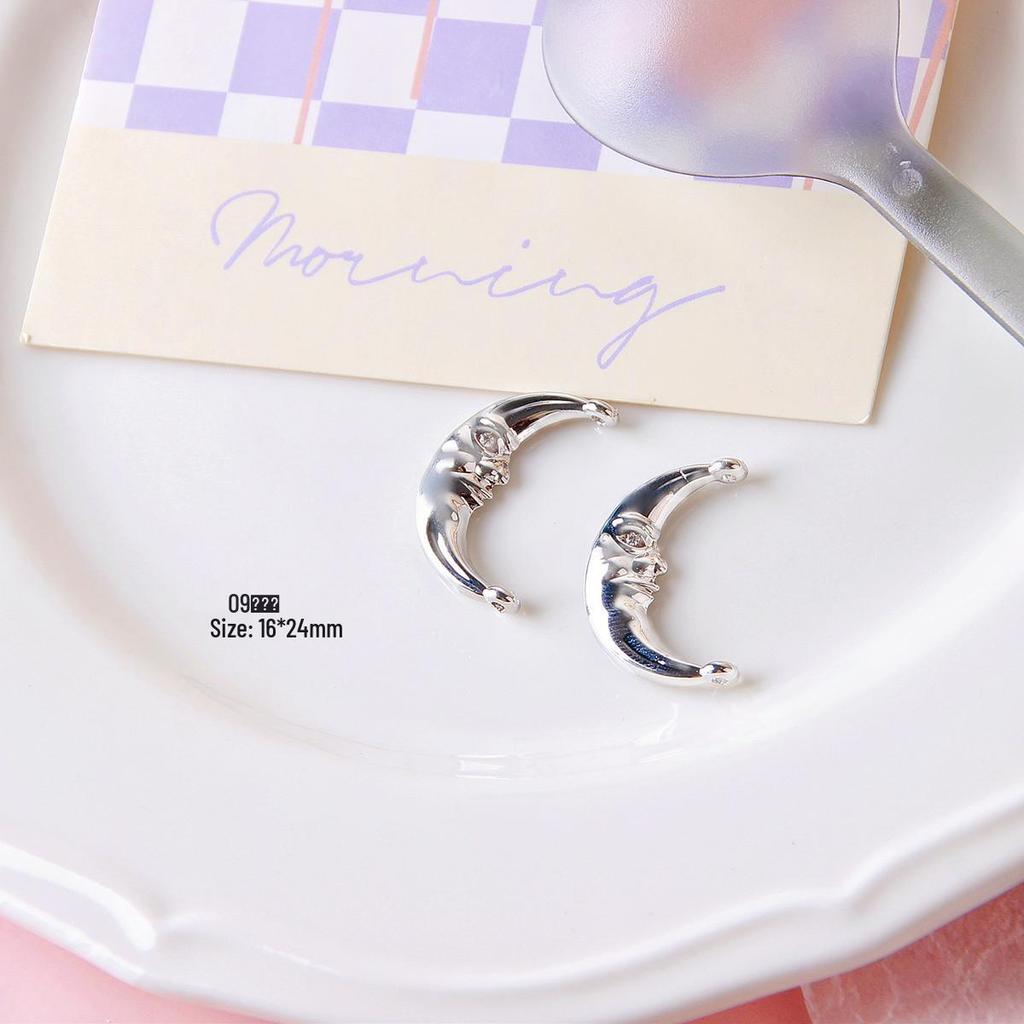 Silver Heart Moon Bow Pendant for DIY Jewelry