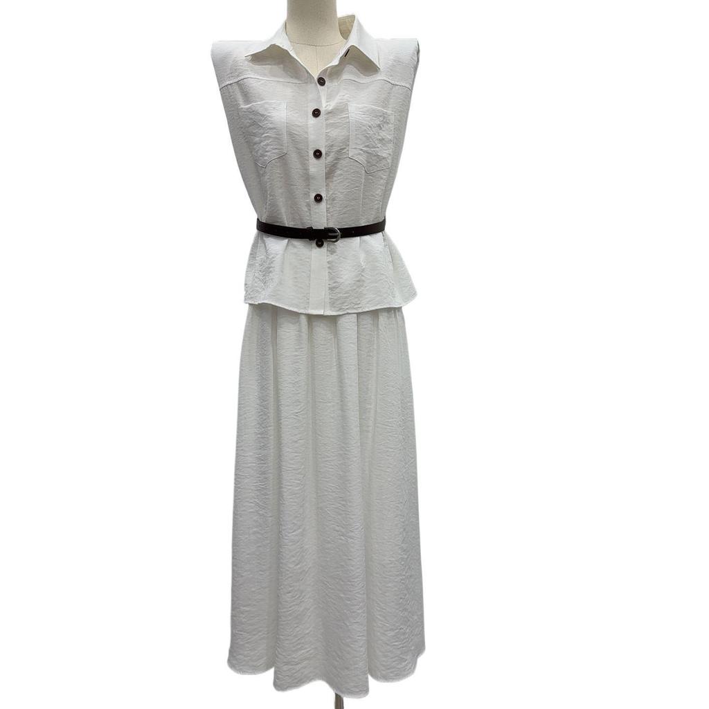 Sleeveless Top & Skirt Set - French Style Summer Fashion, Slim & Elegant Design