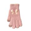 2025 Women's Korean Bow Knitted Fingerless Touchscreen Winter Gloves - Thickened and Cold-Proof