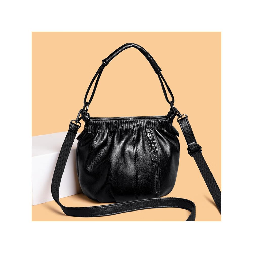 

Женская сумка среднего возраста, сумка через плечо для мамы, мягкая длина 21 см, ширина 17 см, высота 22 см чёрный