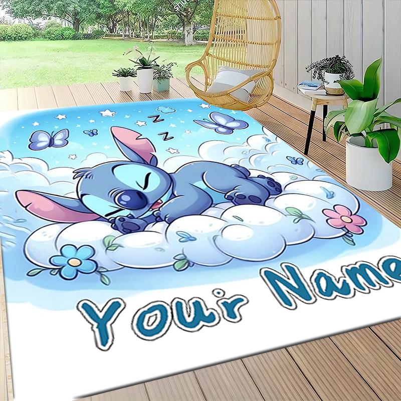 Custom Name Stitch Dreams Clouds Carpet Rug Customizable Soft Washable Anti-Slip Home Living Room Sofa Mats Personalized Rug. 0909373