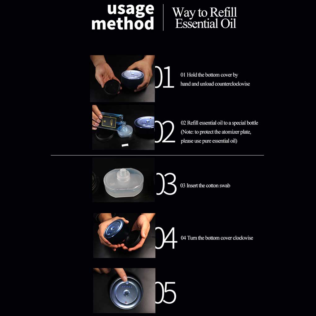 Difuzor de aromă cu ulei esențial pentru mașină automat universal, cu 5 trepte de viteză reglabile, odorizant de aer, mașină de parfumat