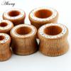 1PC Fashion Ear Plugs Wood Flesh Tunnels Zircon Crystal Rhinestone 8mm-16mm Saddle Ear Taper Body Piercing Jewelry Men Women