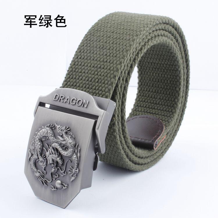 

Чоловічий потовщений тканий повсякденний ремінь із автоматичною пряжкою Dragon Alloy Повсякденний ремінь Trend армія зелений колір