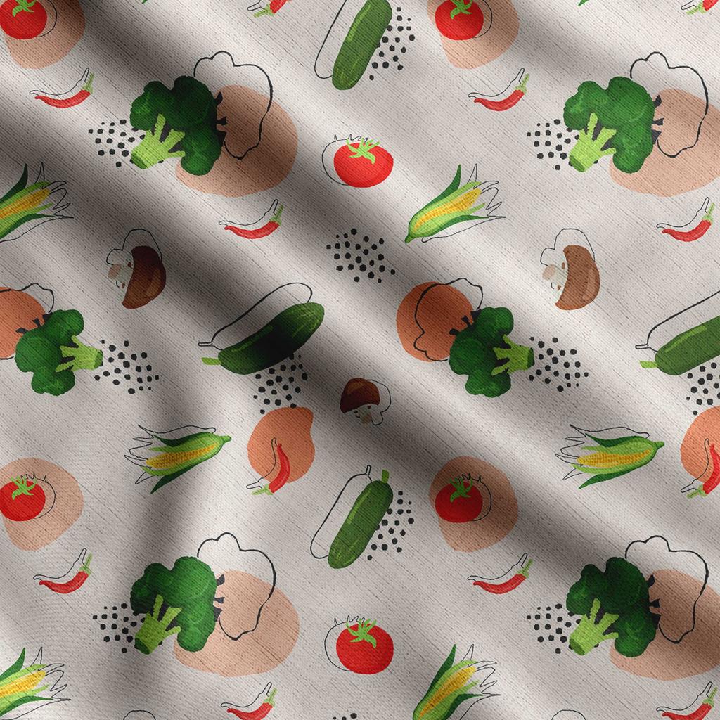 Soimoi Veggies Print,  Cotton Cambric, Quilting Fabric Sold by The Yard 42 Inch Wide, Medium Weight Cotton Fabric, Sewing  Supplies,Aquamarine