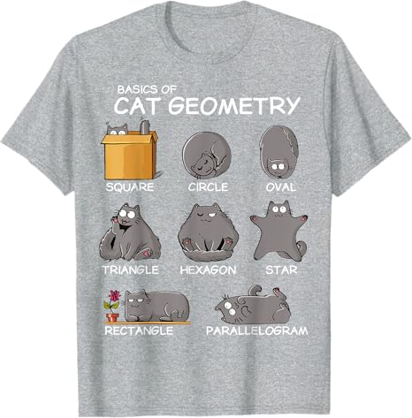 Basic Cat Geometry Back To School Graphic Design TShirt Funny Kitty Awesome Saying Tee Humor Kitten Lovers Novelty Gift Y2k Top