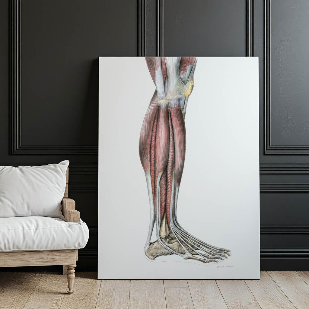 Mięśnie Podudzia Prawiej Kończyny Dolnej - Widok Boczy (Norma Lateralis) - Plakat Anatomiczny Mięśnie Podudzia Prawiej Kończyny Dolnej - Widok Boczy (