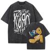 Korn Rock Band Follow The Leader Ftl Y2k T-shirt Uomo Lavata Manica Corta Girocollo Vintage Streetwear Casual Estate Grafica
