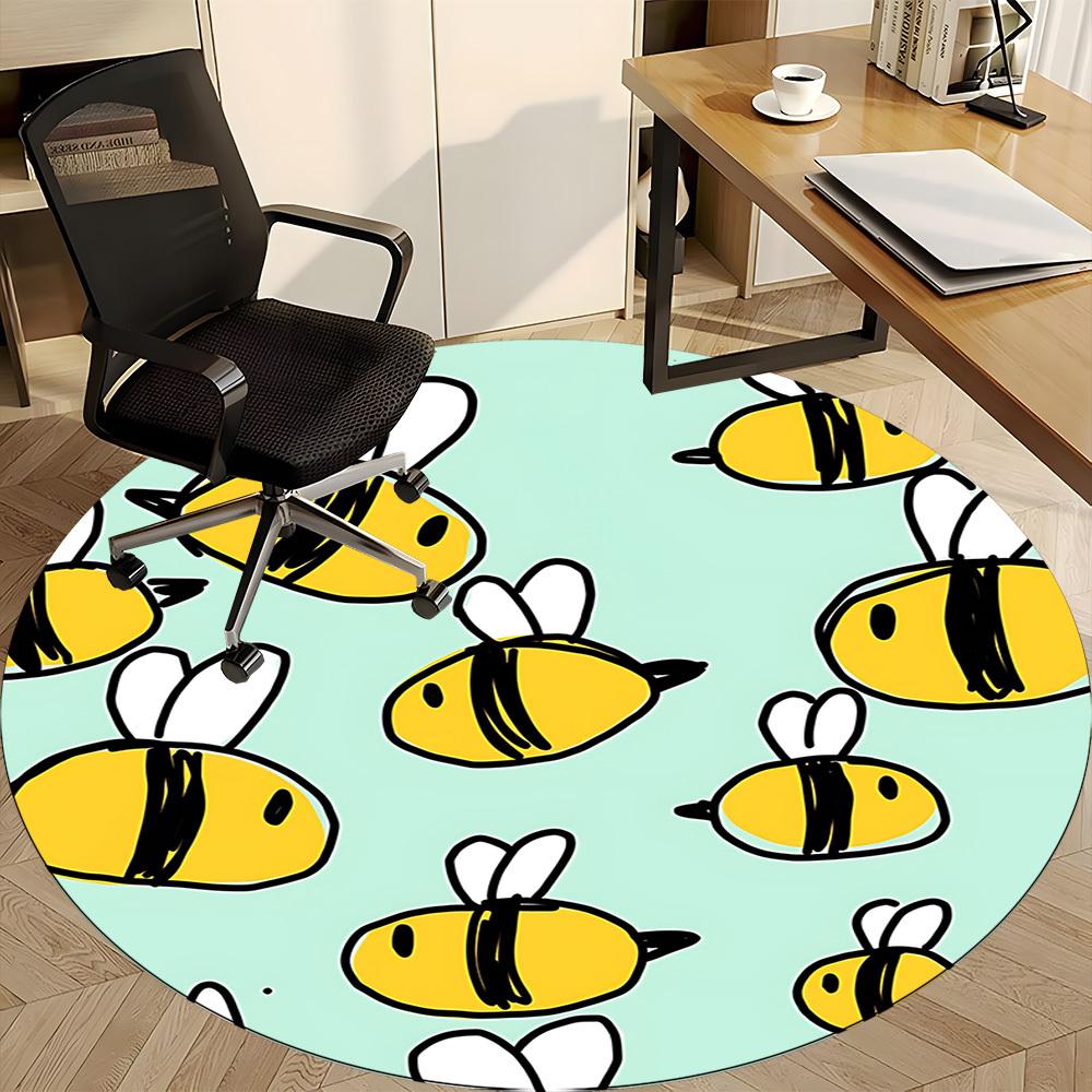 1pc Bee Print Chair Carpet for Office, Soft Flannel Throw Mat, Perfect for Office, Holiday Party Decoration Choice Yy260209050