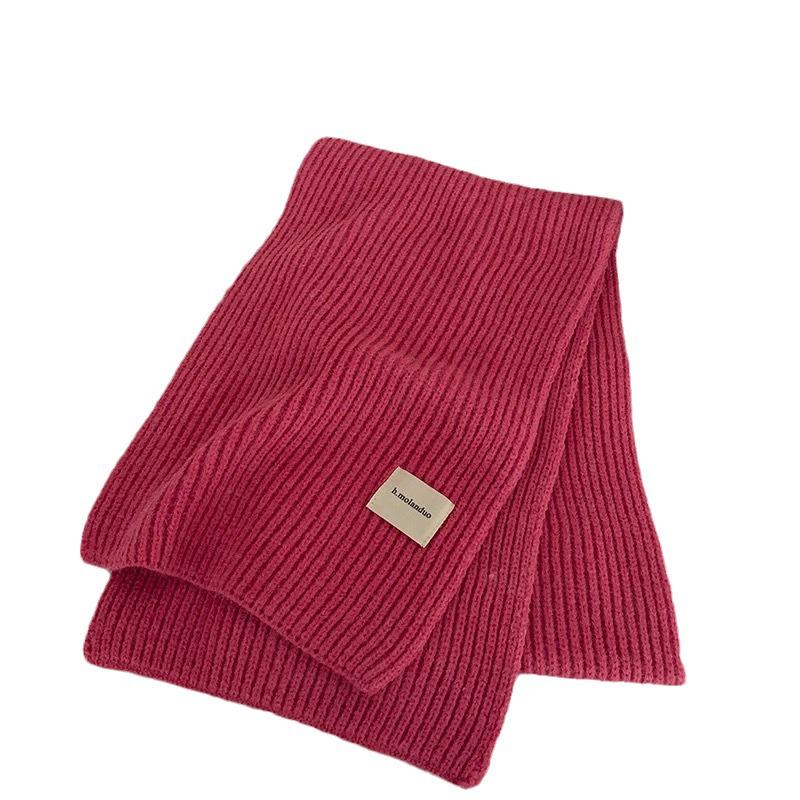 Korean Style Versatile Knitted Scarf for Women - Green, Blue, Red, Warm & Stylish for Autumn/Winter