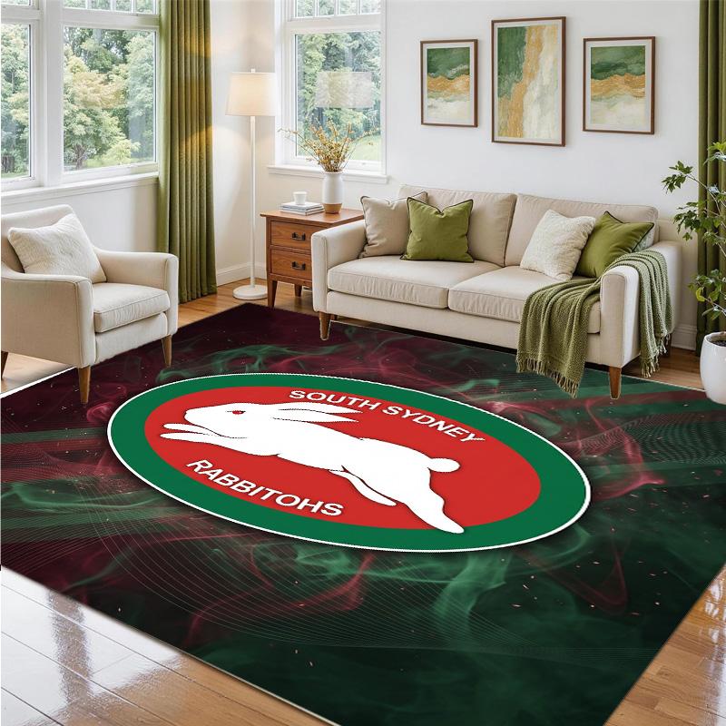 South Sydney Rabbitohs Design Crystal Velvet Rug Soft Decorative Mat for Bedroom Entrance
