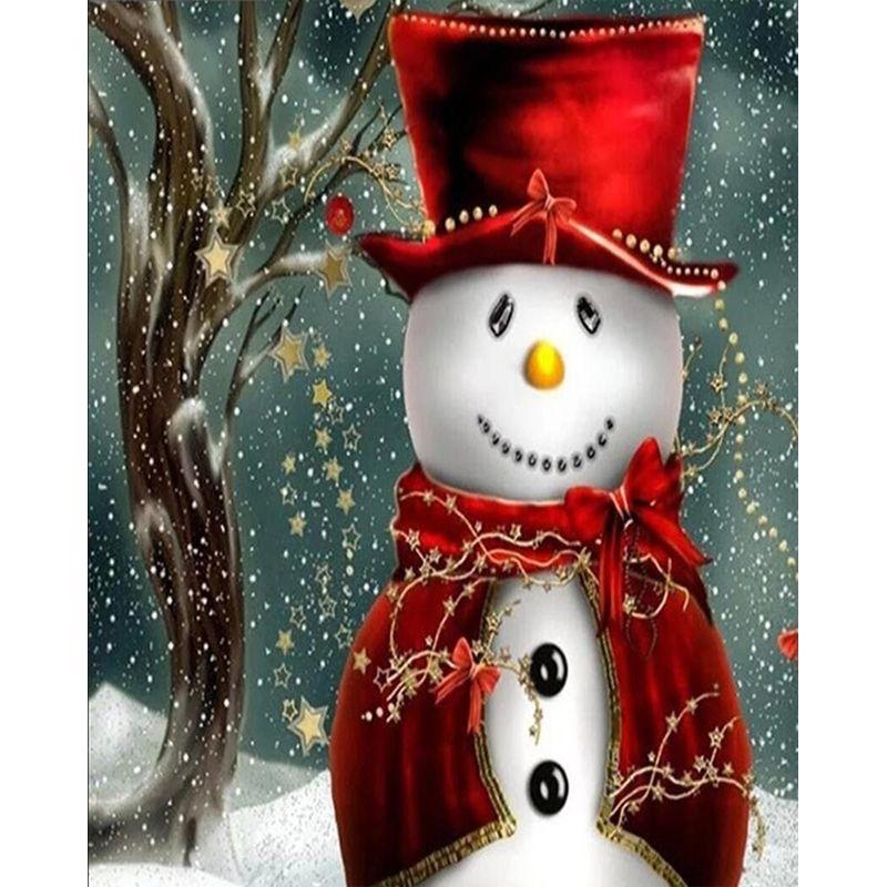Full Round Drill Diamond Painting 5D Snowman Diamond Embroidery Winter Landscape Cross Stitch Home Decoration