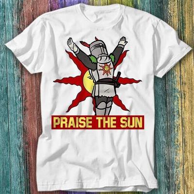Louve o Sol Obrigado a Deus Jogos Online Dark Souls Nerd Gamer Camiseta Top Tee 449
