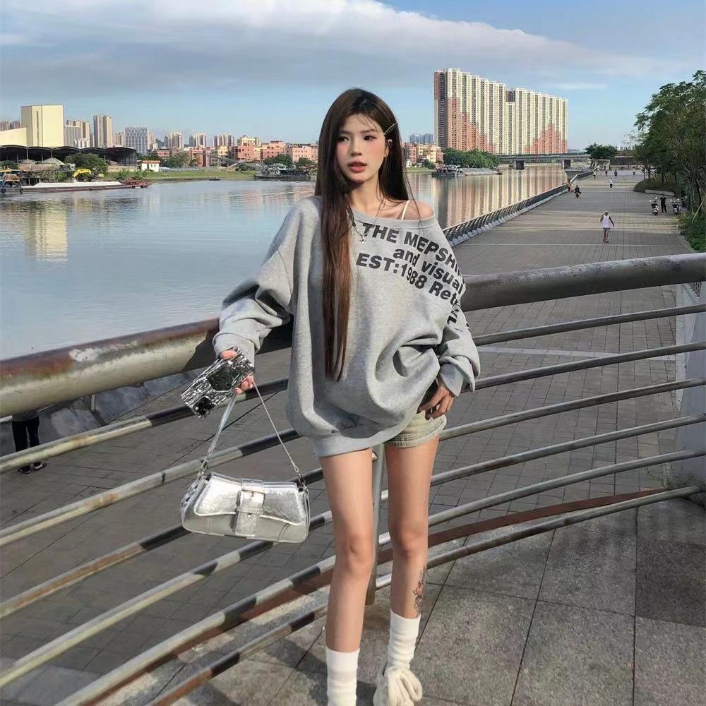 Y2k Sexy Oversize T Shirt Women Streetwear Print Long Sleeve Basic Top Lady Fall Winter Korean Fashion Oversized Tees Shirt