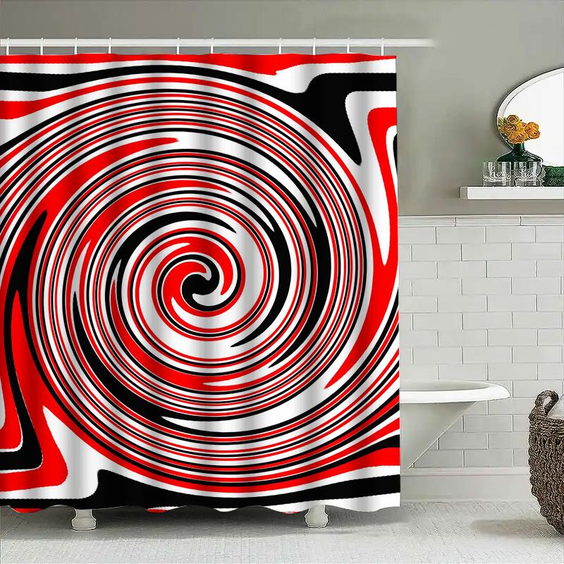 Rideaux de douche noir blanc rouge avec design tourbillonnant imperméables décoration de salle de bain tissu pour décoration de maison rideau de douche imprimé 3D