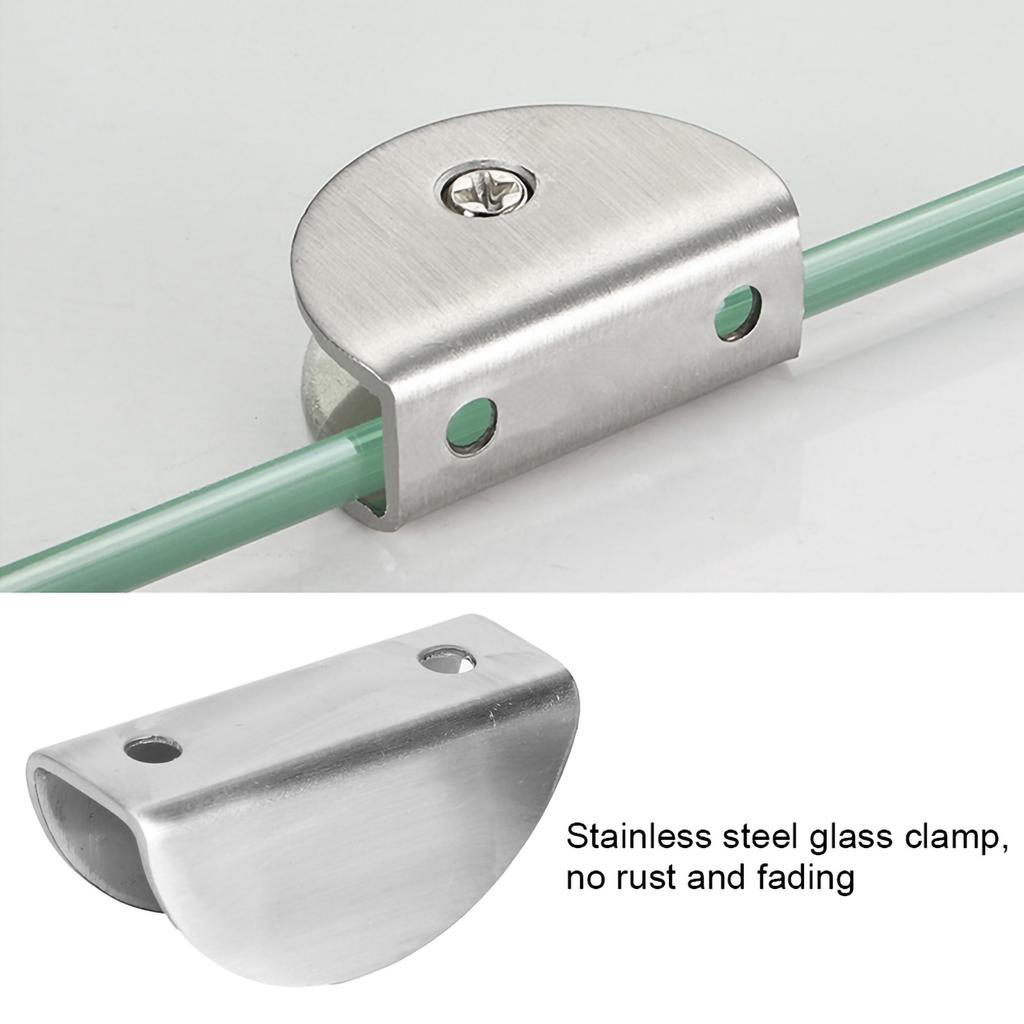 6Pcs Brushed Stainless Steel Glass Clamp Holder Bracket Panel Clip Fixing Tool for Home Use