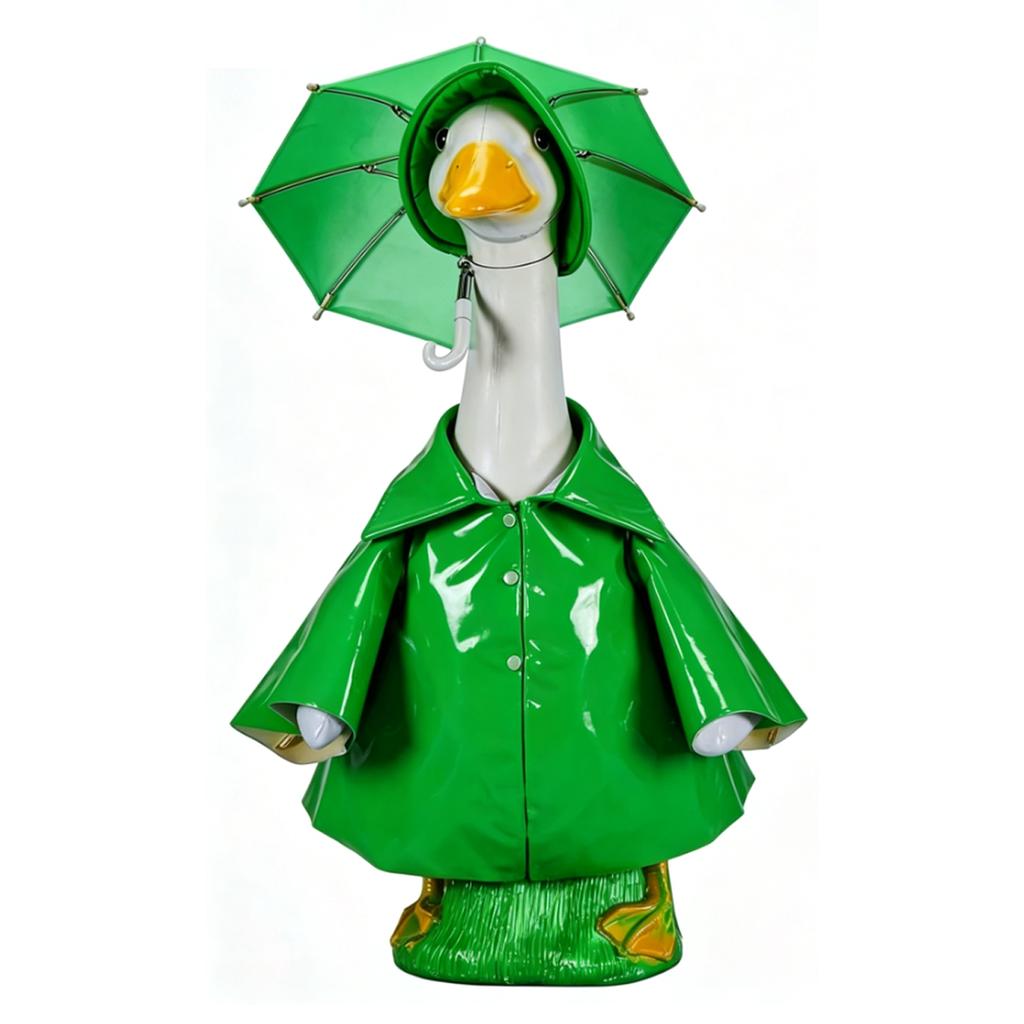 Goose Statue Raincoat Clothes with Umbrella Hat Goose Costume Fits Lawn Geese Statues for Outdoor Patio Garden Decoration