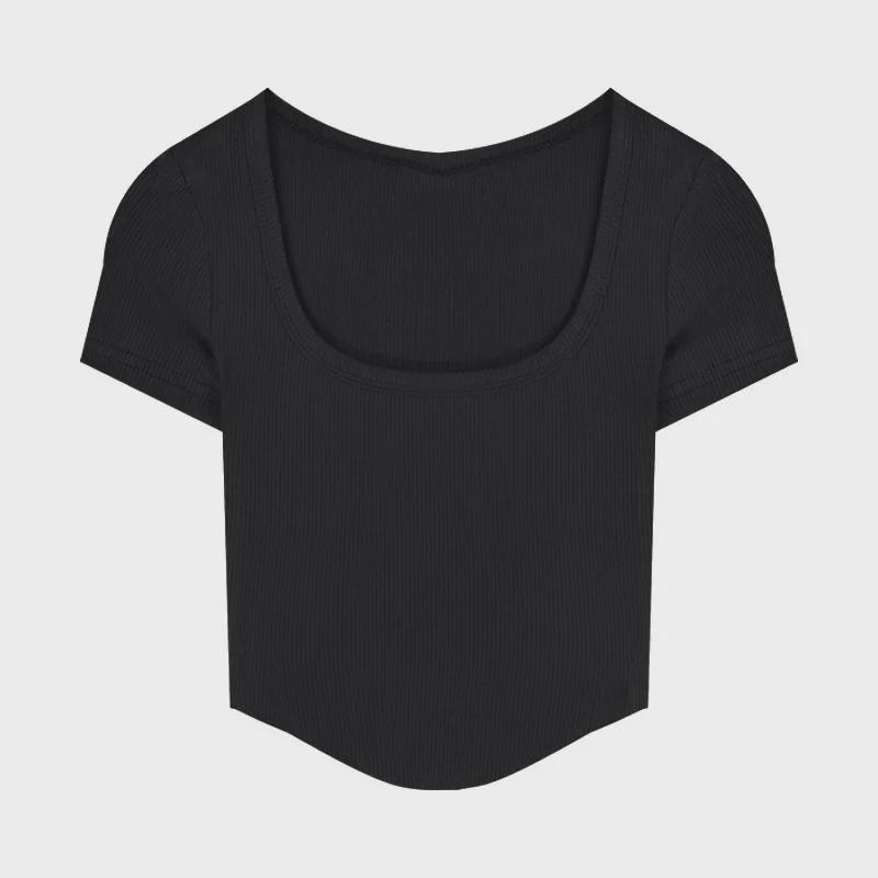 Tricou de vară pentru femei 2024, neregulat, cu talie înaltă, slim-fit, cu mâneci scurte